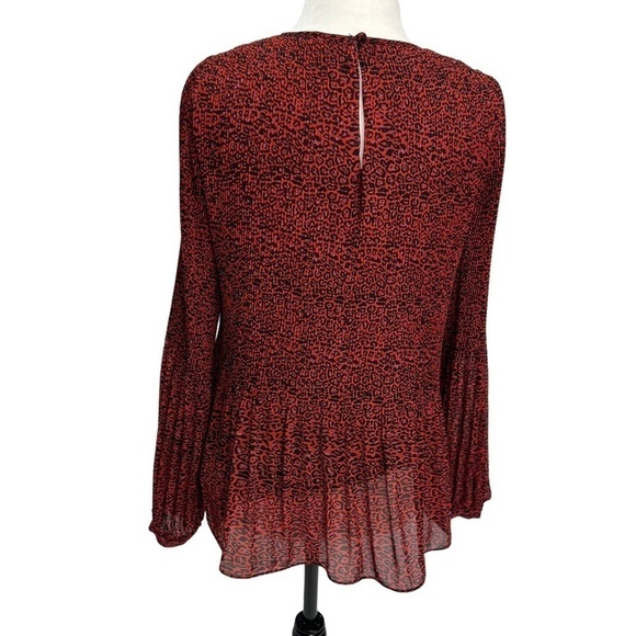 zara Peplum Long Sleeve Round Neck Burgundy Blouse Top Size M - Picture 6 of 10